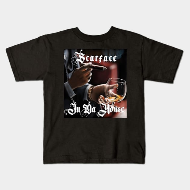 Scarface in Da house t shirt artwork Kids T-Shirt by SAN ART STUDIO 